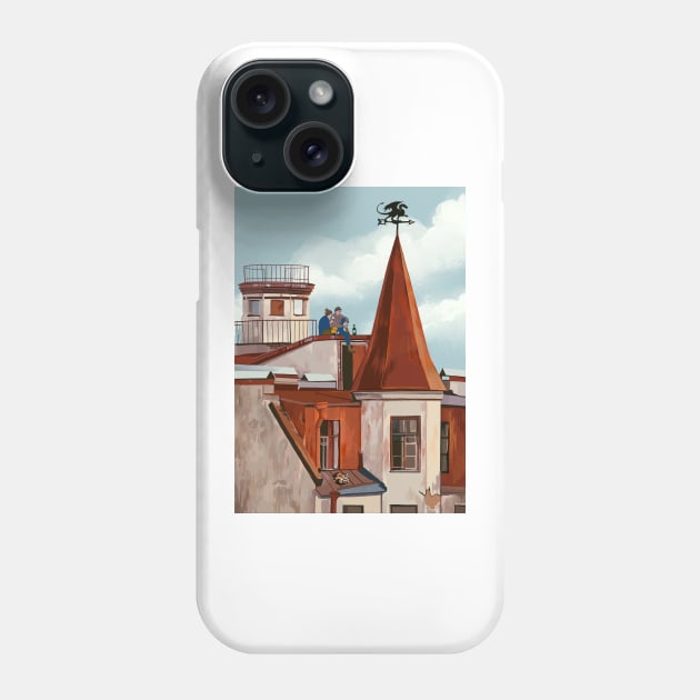 Wine drinking on the roof Phone Case by argiropulo