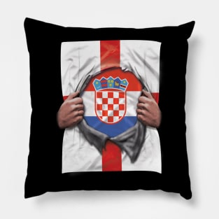 Croatia Flag English Flag Ripped Open - Gift for Croatian From Croatia Pillow