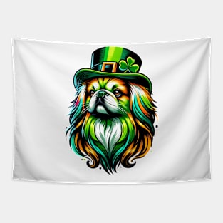 Pekingese Dog Celebrates Saint Patrick's Day Cheer Tapestry