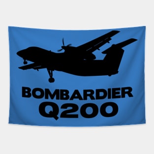 Bombardier Q200 Silhouette Print (Black) Tapestry