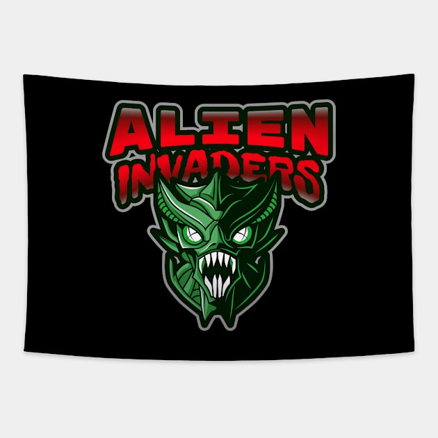 ALIEN INVADERS Tapestry by VICTIMRED