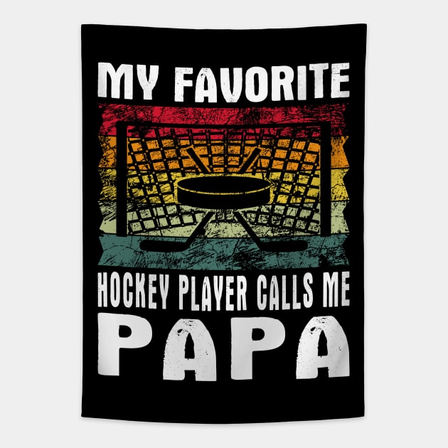 My Favorite Hockey Player Papa Vintage Text Tapestry by JaussZ