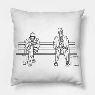 Bernie Sanders and Forrest Gump (BW) Pillow
