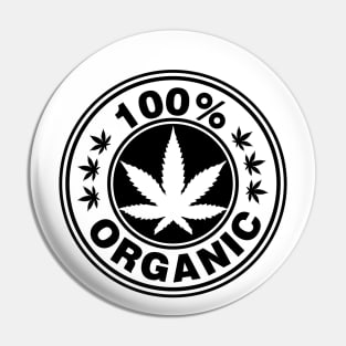 100% Organic Pot Leaf Black Logo Pin