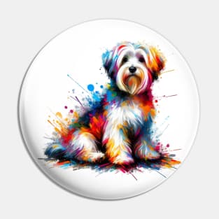 Vibrant Dandie Dinmont Terrier in Splash Art Pin