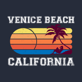 Vintage Style Venice Beach Palm Tree Silhouette Design T-Shirt