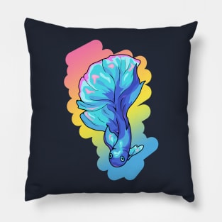 Colorful Fish with back. Blue and pink. Pillow