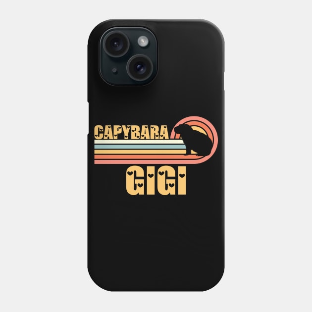 Vintage Retro Sunset Capybara Gigi Phone Case by Vixel Art