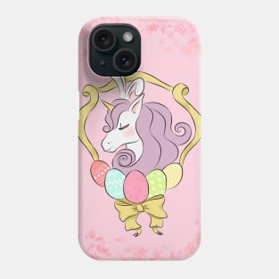 Happy easter purple hair unicorn Phone Case