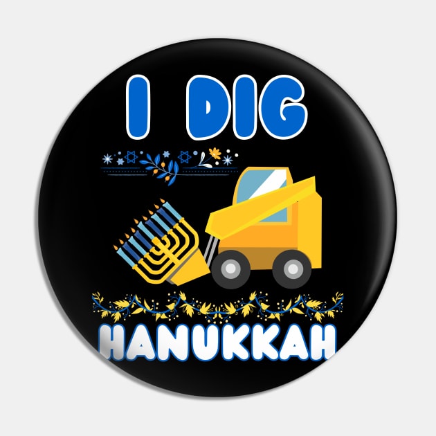 Kids I Dig Hanukkah Excavator Construction Toddler Hanukkah Boys Pin by click2print