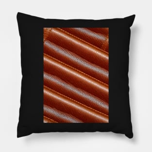 Dark Brown Leather Stripes, natural and ecological leather print #72 Pillow
