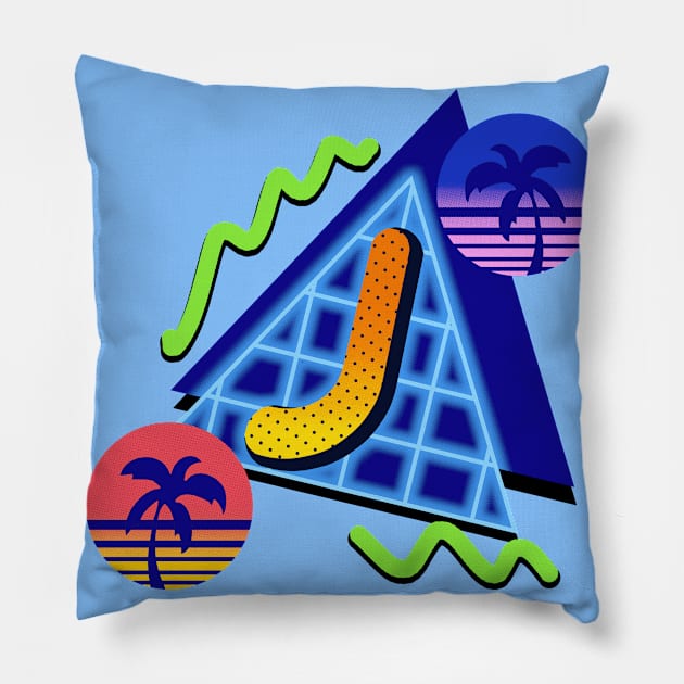 Initial Letter J - 80s Synth Pillow by VixenwithStripes