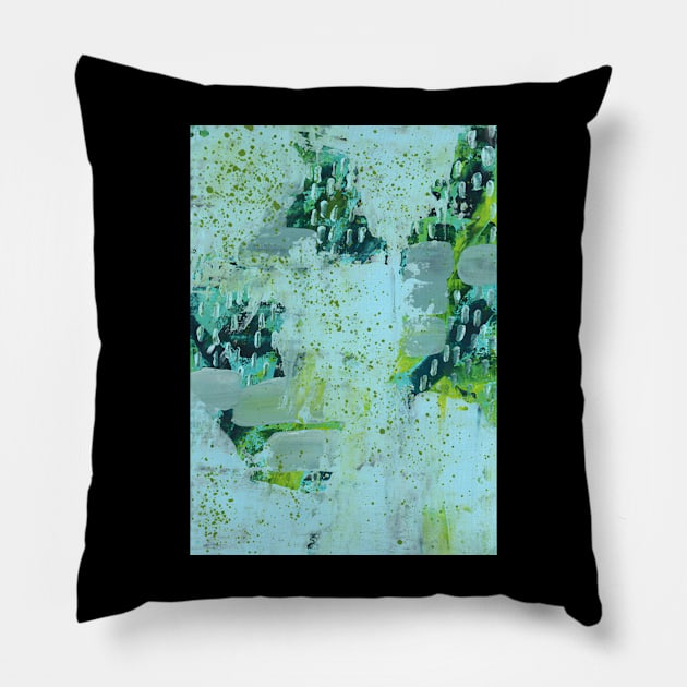 Art Acrylic artwork abstract turquoise Lime Pillow by malamaya