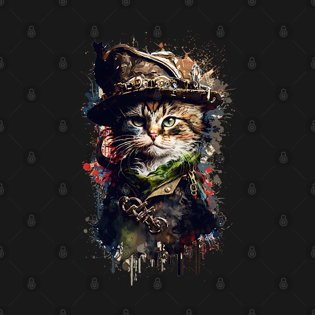 Pirate Cat Colorful Painting by ArtisticCorner