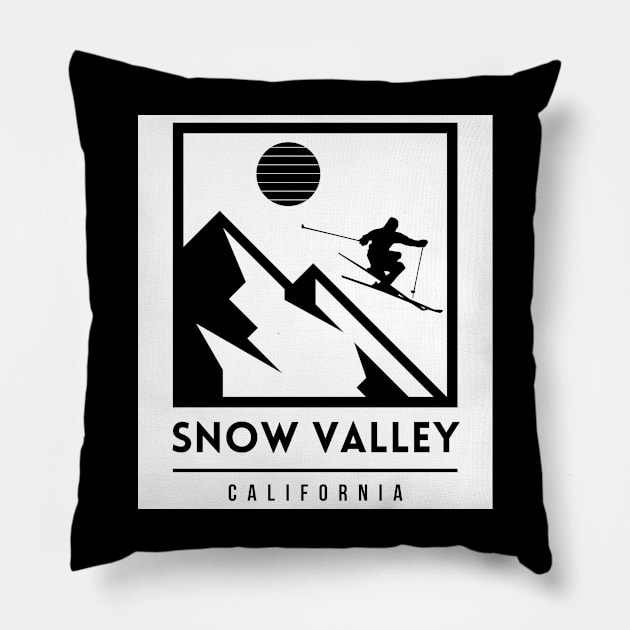 Snow Valley California USA ski Pillow by UbunTo