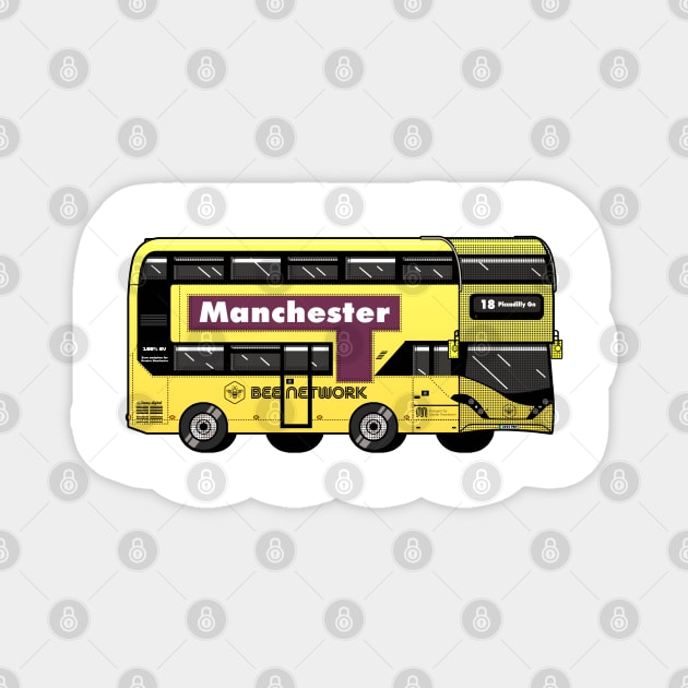 Manchester Transport for Greater Manchester (TfGM) Bee Network yellow bus Magnet by jimmy-digital