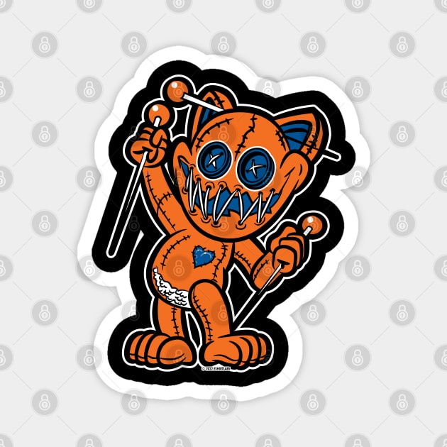 Happy VooDoo Kitty Cat Doll Orange and Reflex Blue Magnet by eShirtLabs