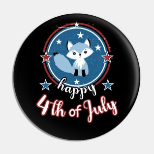 Retro Happy 4th of July Patriot Fox Pin