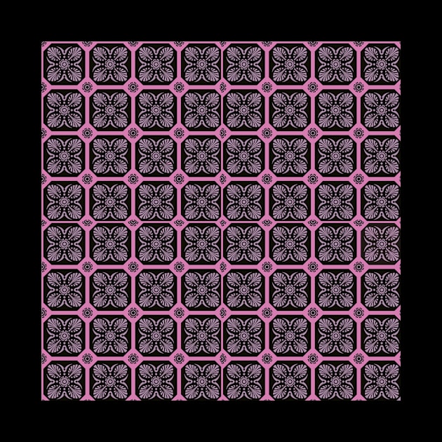 Pink and Black Persian Textile design by Zodiac Mania