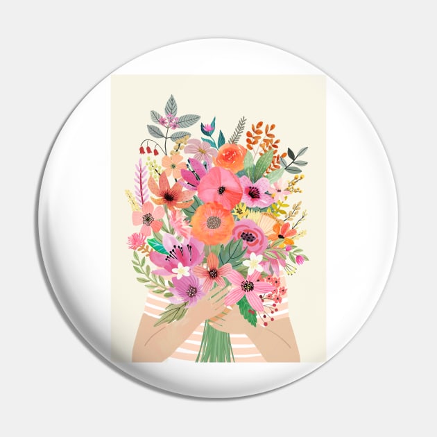 Woman with flowers Pin by MiaCharro