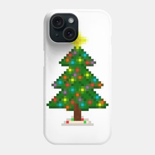 Pixel Christmas Tree with Glowing Lights (White) Phone Case