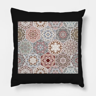 Hexagonal Oriental and ethnic motifs in patterns. Pillow