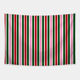 Pink green and Red Christmas Candy cane Stripes Tapestry