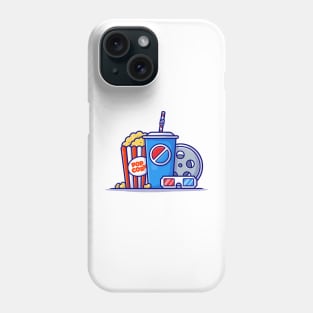 Popcorn, Soda And Roll Film Cartoon Vector Icon Illustration Phone Case