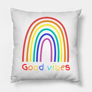 Good vibes rainbow cute minimal graphic Pillow