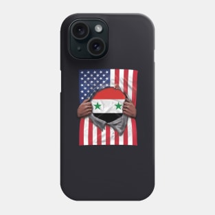 Syria Flag American Flag Ripped - Gift for Syrian From Syria Phone Case