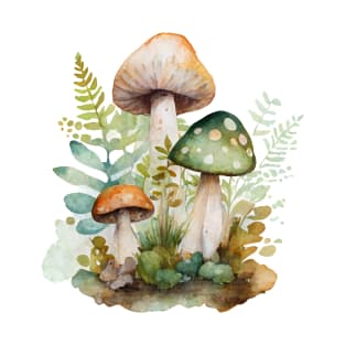 Watercolor Cottagecore Mushrooms T-Shirt