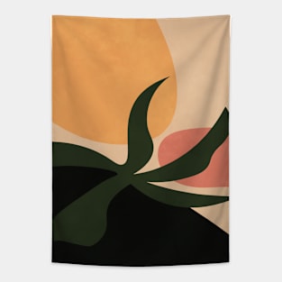 Abstract Shapes, Boho Modern Plant, Earth Tones Tapestry