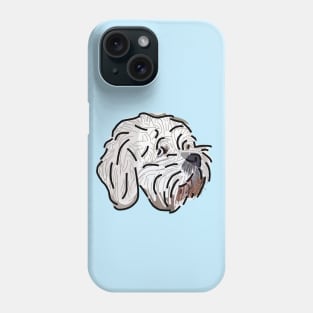 Bichon Frise Mix Dog Portrait Blue Phone Case