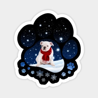 Snow Paw White English Bulldog Christmas Winter Holiday Magnet