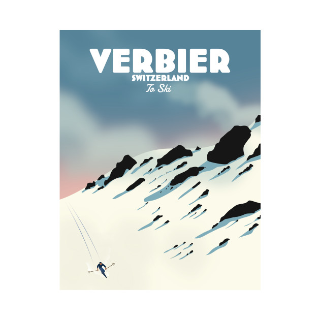 Verbier Switzerland ski travel poster by nickemporium1