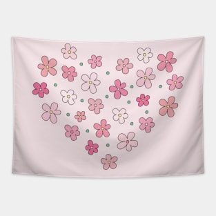 Sakura Cute Flowers Kawaii Aesthetic Heart Tapestry