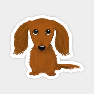 Cute Dog | Longhaired Red Dachshund | Funny Wiener Dog Magnet