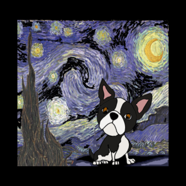 Funny Boston Terrier Dog Starry Night Boston Terrier Phone