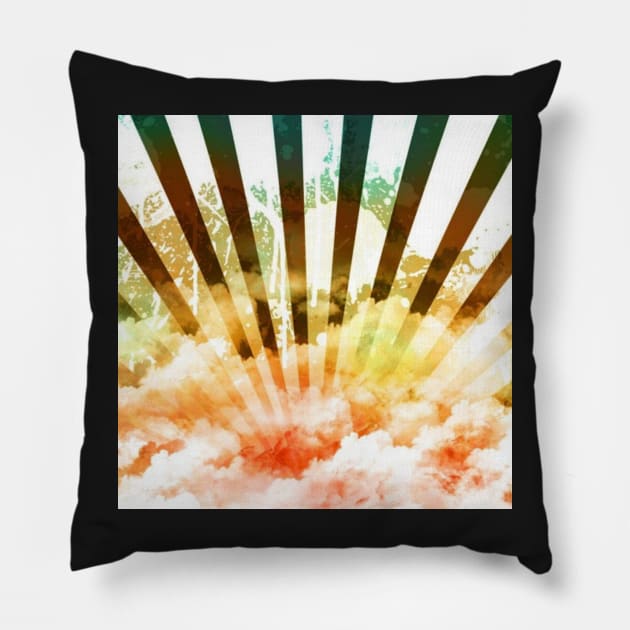 Rainbow rising sun Pillow by foxxya