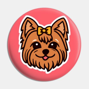 Kawaii Yorkshire Terrier Dog Lover Yorkie Retro Pin