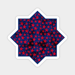 Red stars on blue grunge Magnet