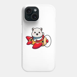 Cute baby polar bear driving plane cartoon Phone Case