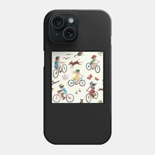 kids bike bicycle surface pattern watercolour Phone Case