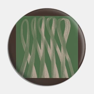 "Contours of Unity" - Grey Green Pink Beige Ribbon Swirl Abstract Modern Art Pin