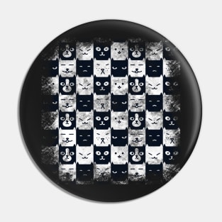 Black And White Checkerboard Cat Pattern Pin