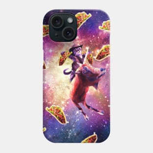 Cowboy Space Cat On Goat Unicorn - Taco Phone Case