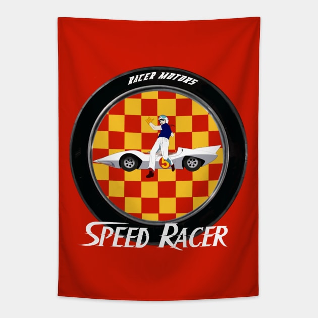 Speed Racer Leap - Tire Tapestry by DistractedGeek