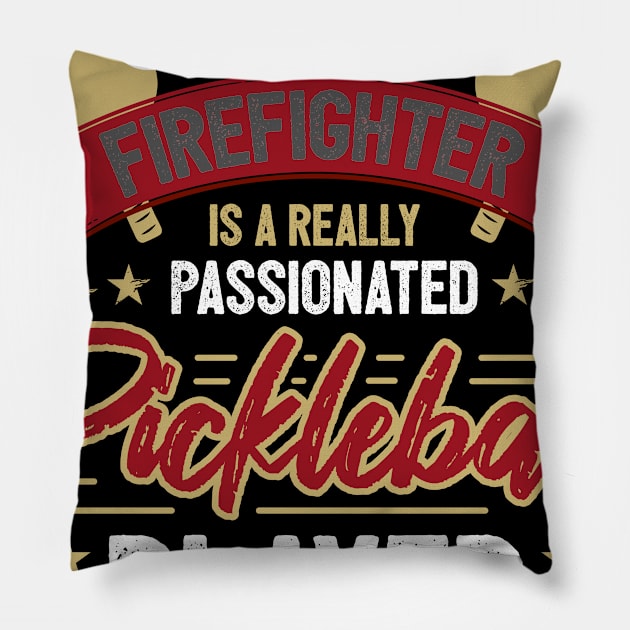 Funny Pickleball Dink Firefighter Pillow by Pummli