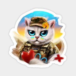 Ukrainian Army medic cat with red heart Magnet