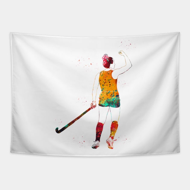 Field Hockey Player Girl Tapestry by erzebeth